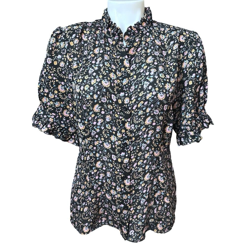 Selkie Black and White Puff Sleeve Blouse
